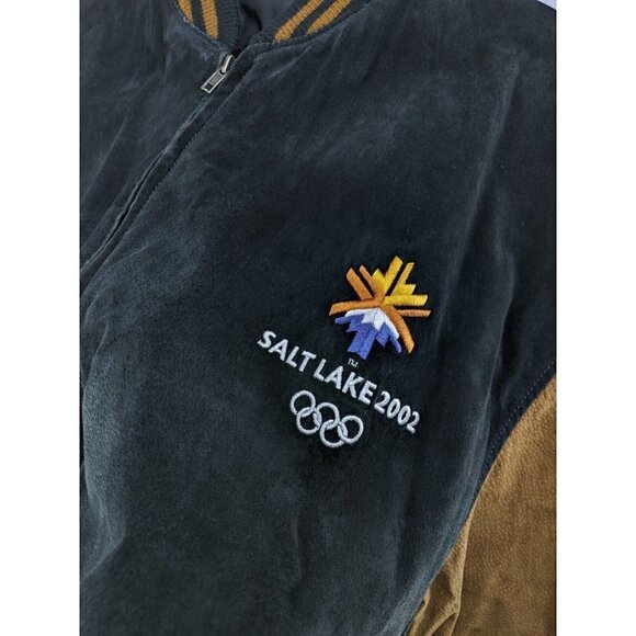 VTG Salt Lake City Utah Winter Olympics 2002 Bomber Jacket Suede 3XL Tall - Picture 6 of 11